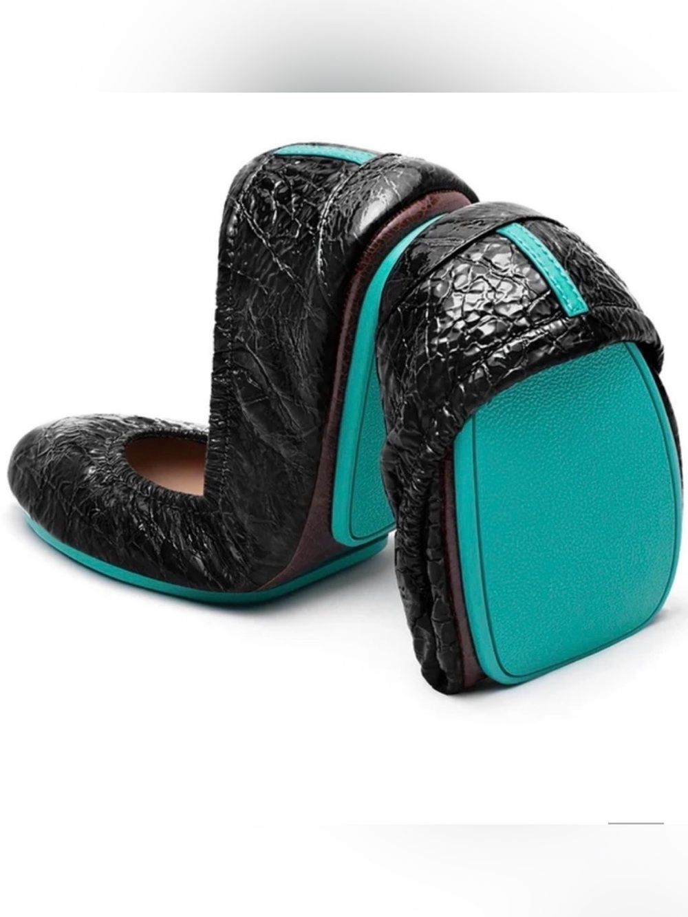 Tieks by Gavrieli Black Shiny Croc-Texture Ballet Flats size 8
